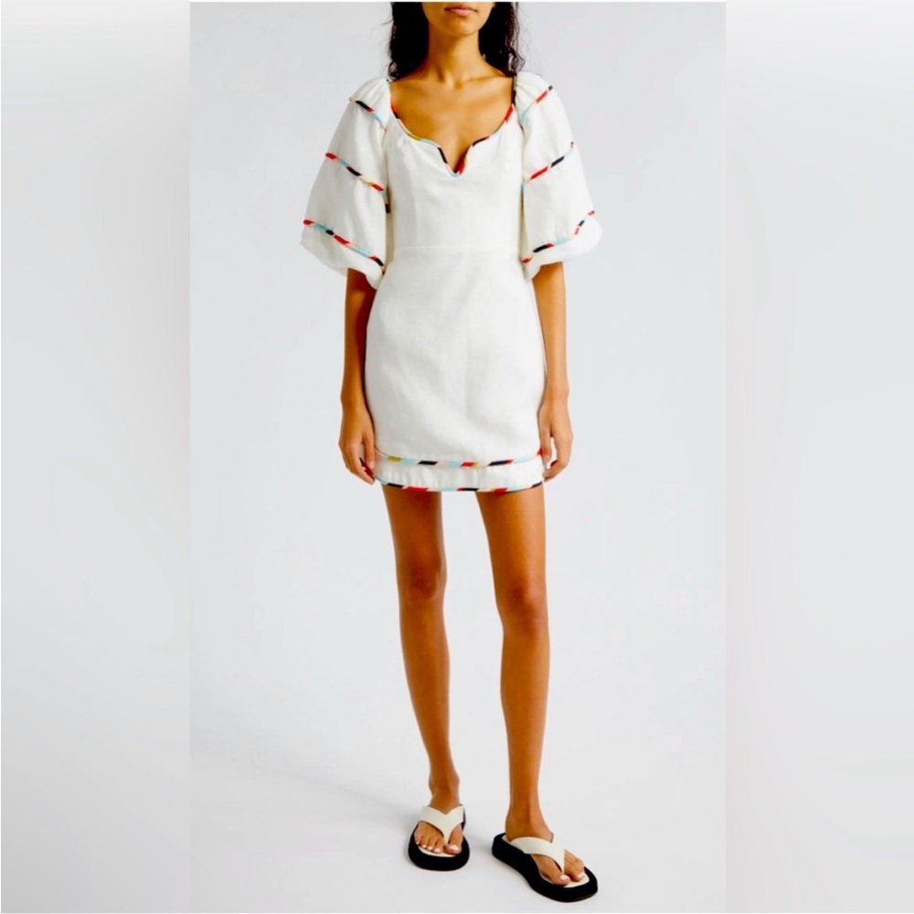 FARM Rio Ivory Mini Dress with Crimson Details